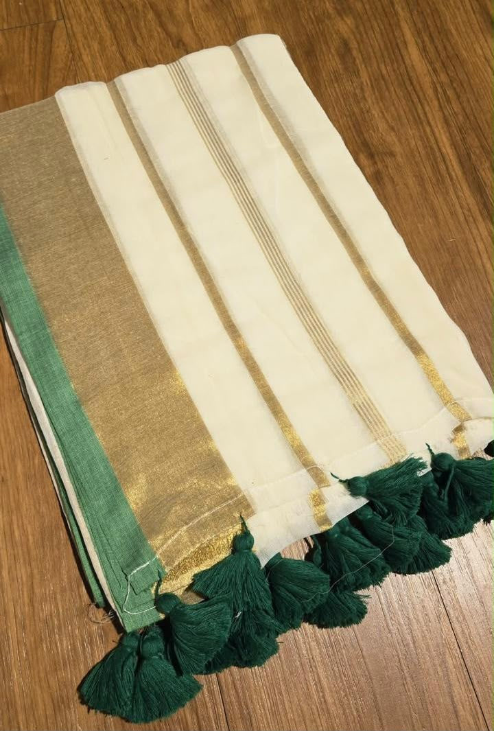 Emerald Kasavu saree