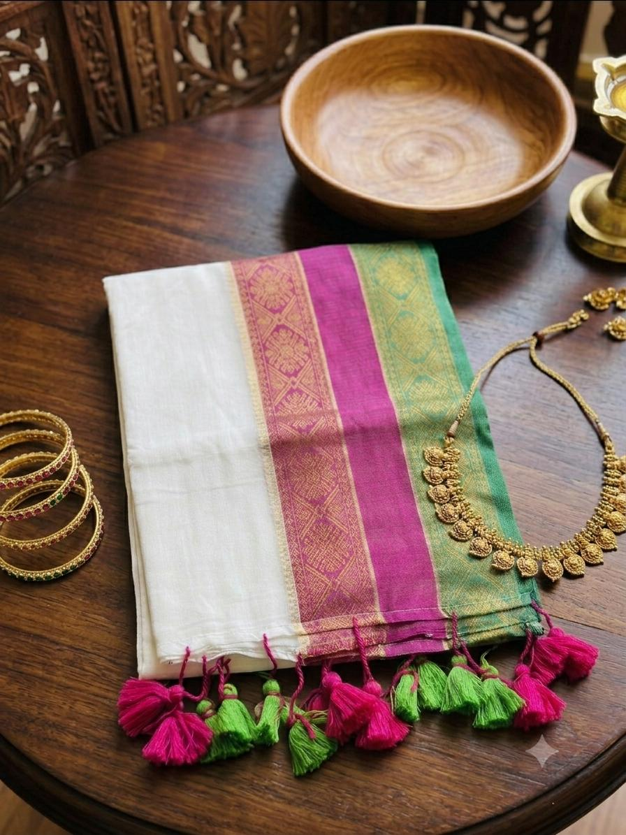 Rani Pink and Emerald saree